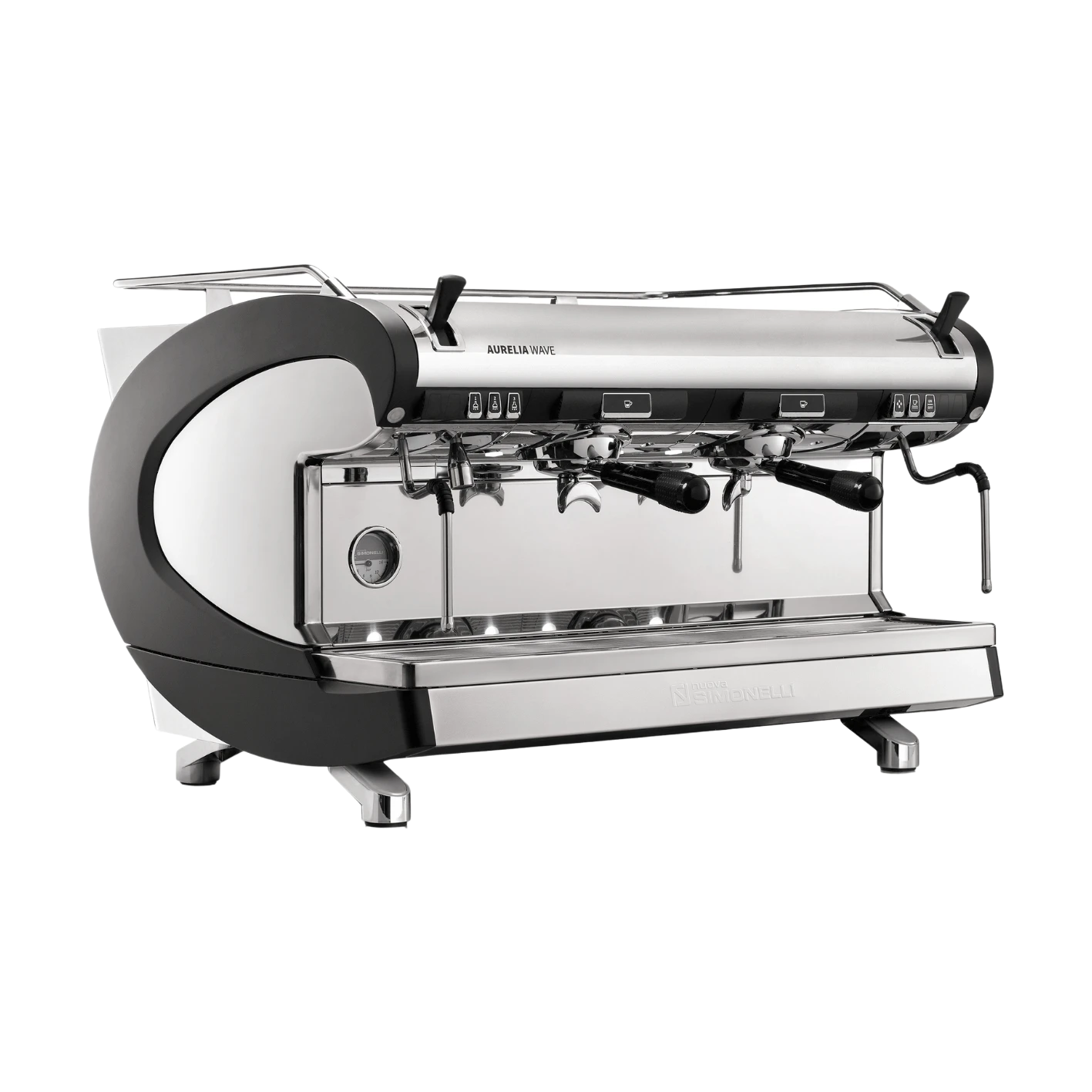 Nuova Simonelli Aurelia Wave commercial espresso machine close-up, serviced by Grajqevci in Toronto and the GTA.