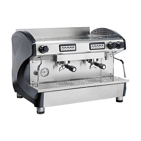 Reneka QEM commercial current espresso machine close-up, repaired and serviced by Grajqevci in Toronto and the GTA.