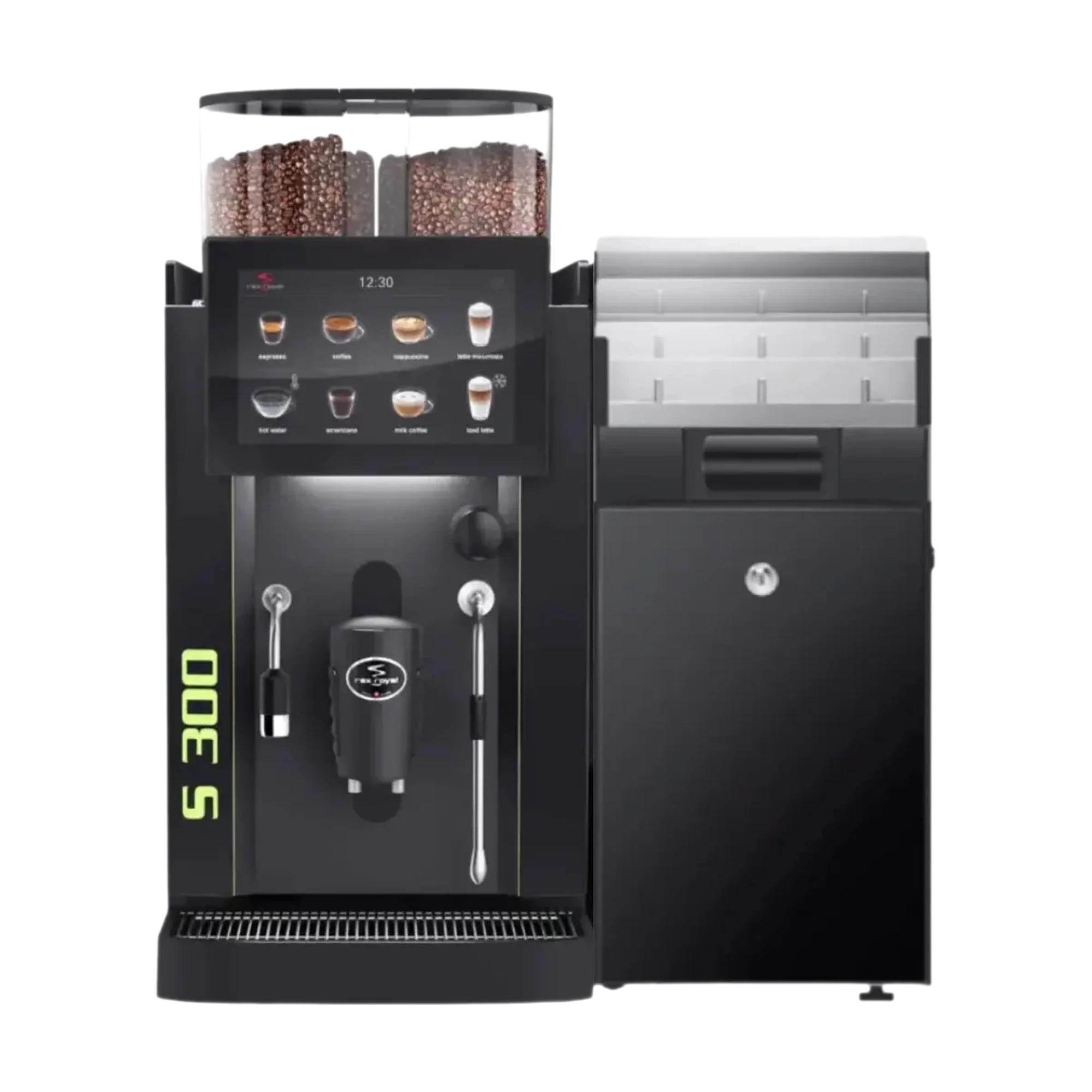 Rex-Royal S300 commercial super-automatic coffee machine close-up, serviced by Grajqevci in Toronto and the GTA.