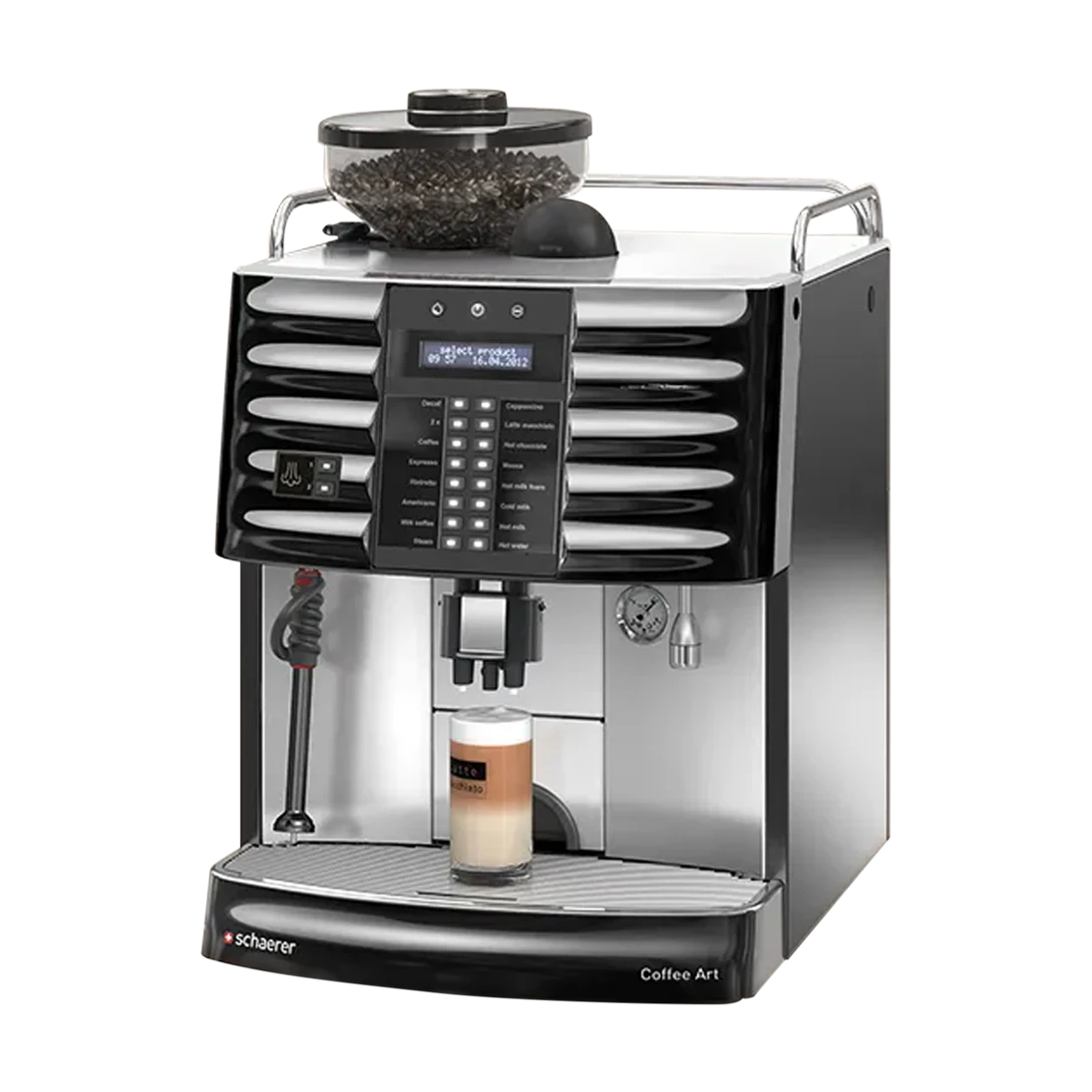 Schaerer Coffee Art C commercial premium super-automatic machine close-up, repaired and serviced by Grajqevci.